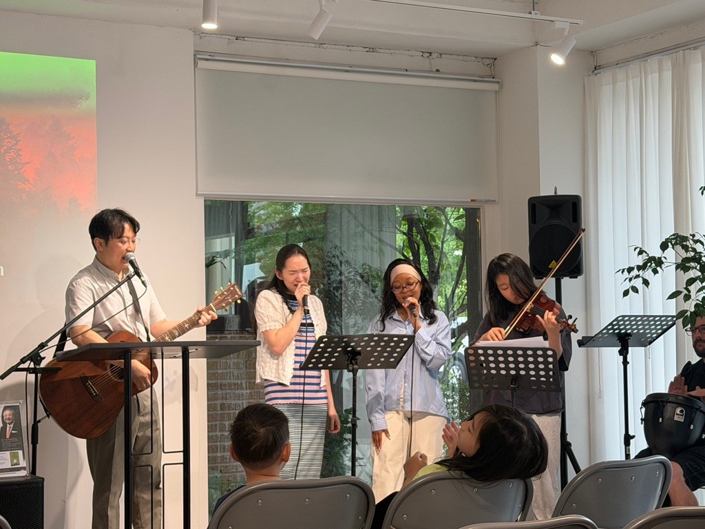 Worship team leading praise